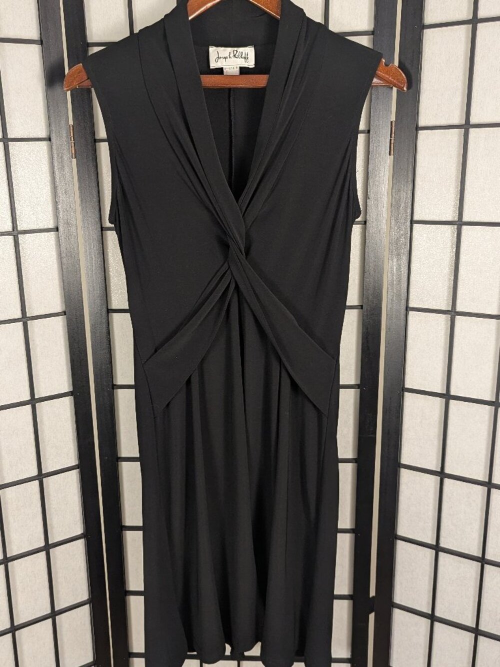 Joseph Ribkoff LBD Size 10 Twist Knot Faux Wrap Fit Flare Dress